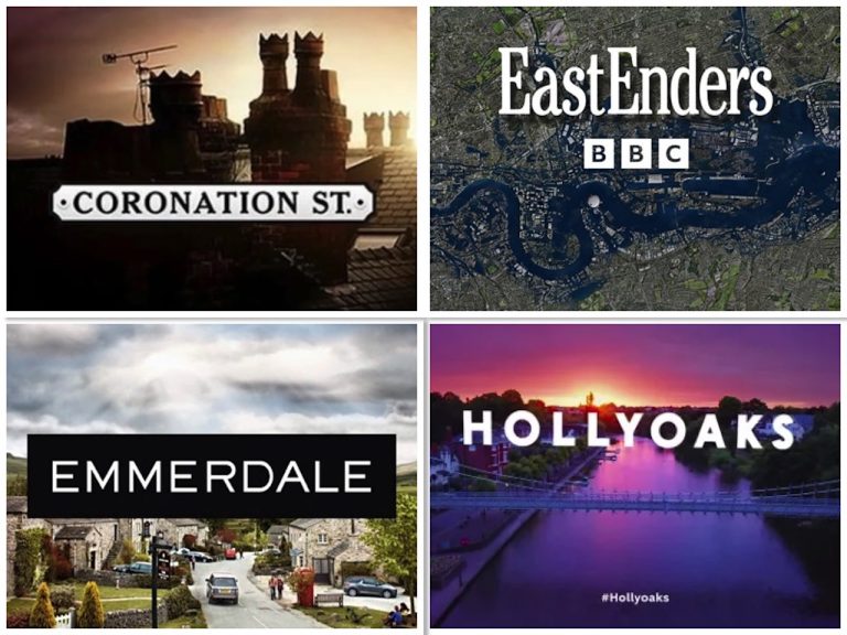 Coronation Street, EastEnders, Emmerdale, Hollyoaks logo mosaic
