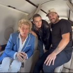 Rod Stewart and two of his sons on a private jet on June 13, 2026