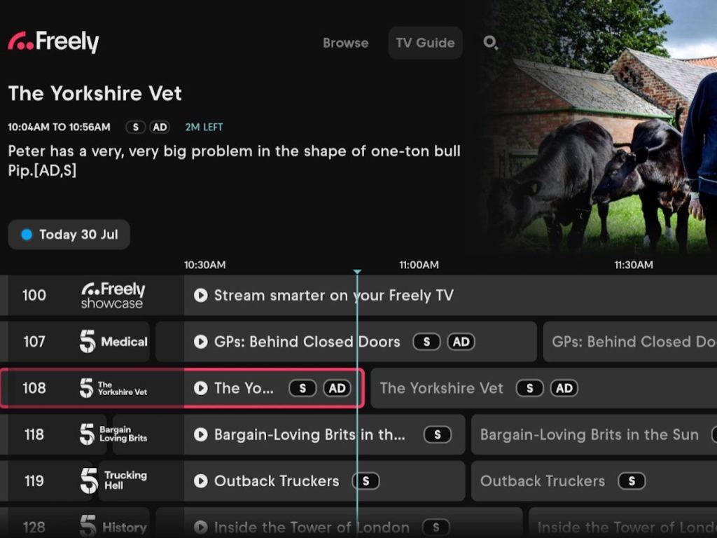 5's new channels on Freely