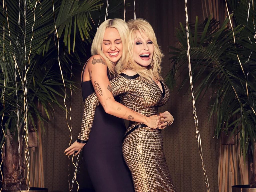 Miley Cyrus and Dolly Parton for Miley's New Year's Eve Party in 2022
