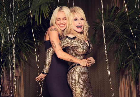 Miley Cyrus and Dolly Parton for Miley's New Year's Eve Party in 2022