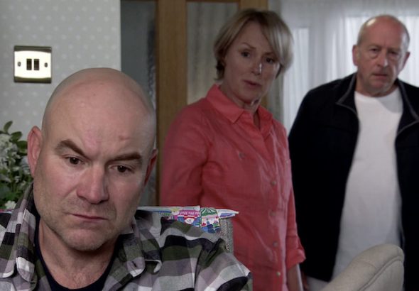 Geoff, Tim and Sally on Coronation Street on August 7, 2020