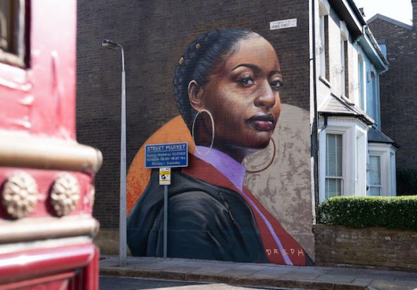 Dreph's mural on the EastEnders set
