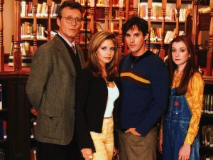 Anthony Head, Sarah Michelle Gellar, Nicholas Brendon and Alyson Hannigan in Buffy the Vampire Slayer