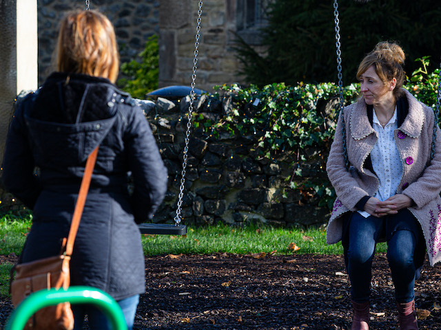 Rhona and Laurel on Emmerdale on December 14, 2020