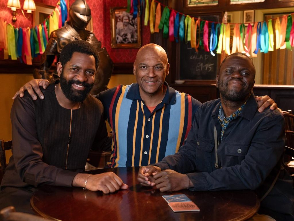 Jonathan Nyati as Kobina, Colin Salmon as George and Dayo Koleosho as Kojo in EastEnders