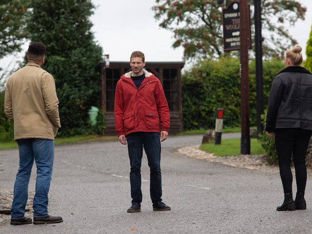 Jamie, Tracy and Nate on Emmerdale on October 27, 2020