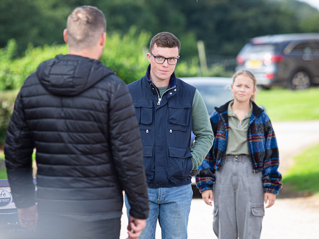 Aaron, Ben and Liv on Emmerdale on November 23, 2020