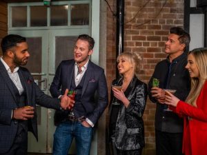 Rishi Nair, Jeremy Edwards, Jorgie Porter, Gary Lucy and Ruby O'Donnell in Hollyoaks Does Come Dine With Me