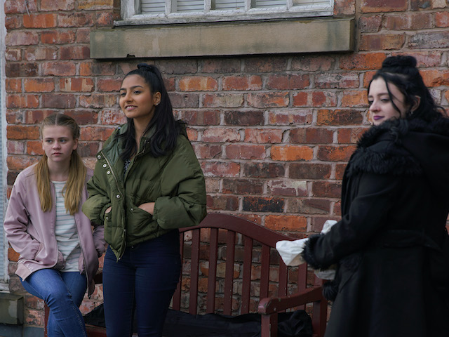 Corey, Asha, Summer and Nina on Coronation Street on June 5, 2020