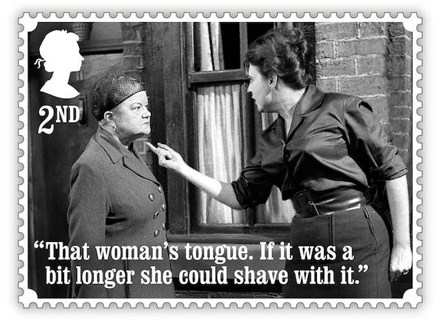 Ena and Elsie on a Royal Mail Coronation Street stamp