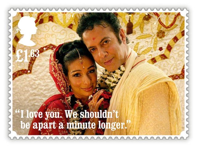 Sunita and Dev on a Royal Mail Coronation Street stamp