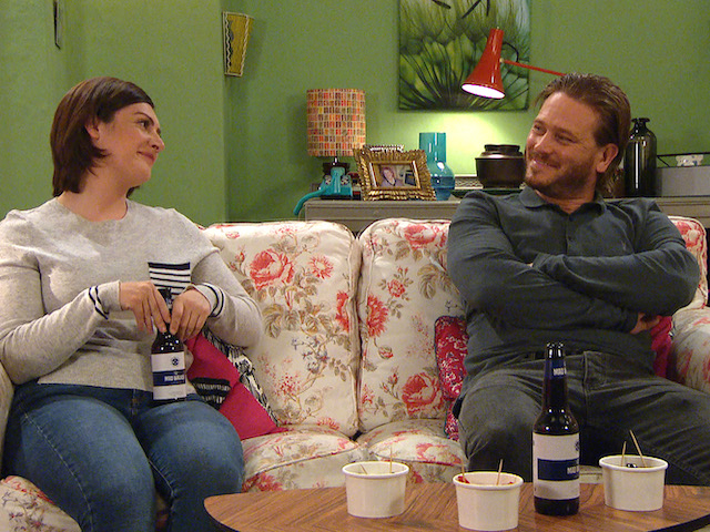 Isabel Hodgins as Victoria Sugden and Matthew Wolfenden as David Metcalfe on Emmerdale
