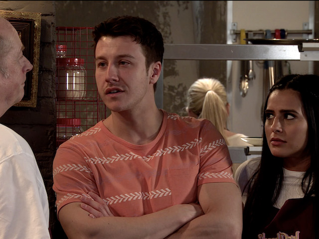 Geoff, Ryan and Alya on Coronation Street on July 10, 2020