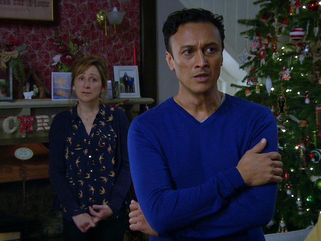 Laurel and Jai on Emmerdale on December 11, 2020