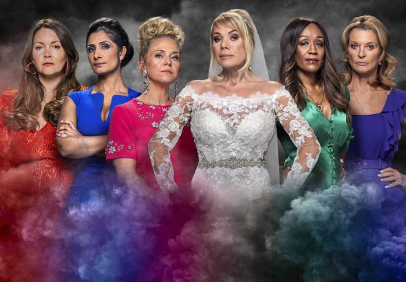 Stacey Slater, Suki Panesar, Linda Carter, Kathy Beale, Denise Fox and Sharon Watts in EastEnders