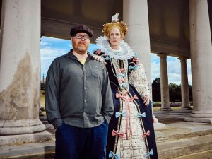 Frankie Boyle with Kit Green as Queen Elizabeth I in Frankie Boyle's Farewell to the Monarchy