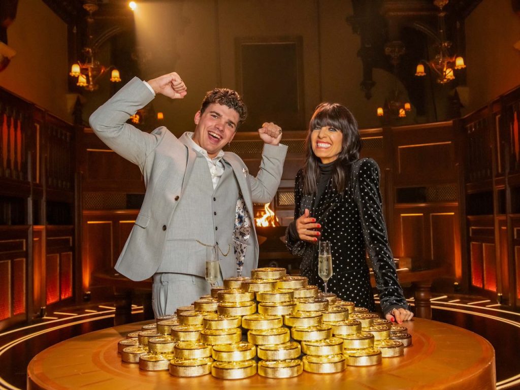 Harry Clark and Claudia Winkleman in The Traitors