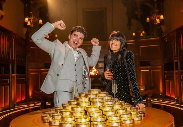 Harry Clark and Claudia Winkleman in The Traitors