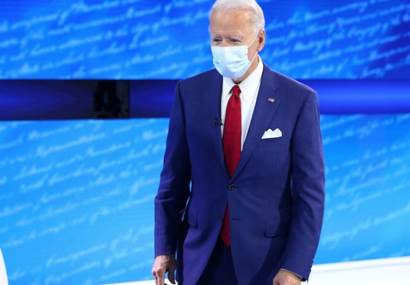 Joe Biden pictured on October 15, 2020
