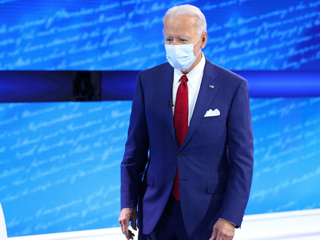 Joe Biden pictured on October 15, 2020