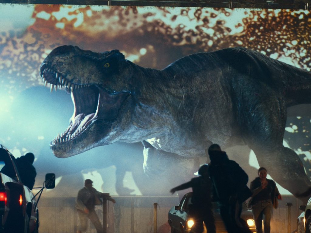 A Tyrannosaurus rex in Jurassic World Dominion