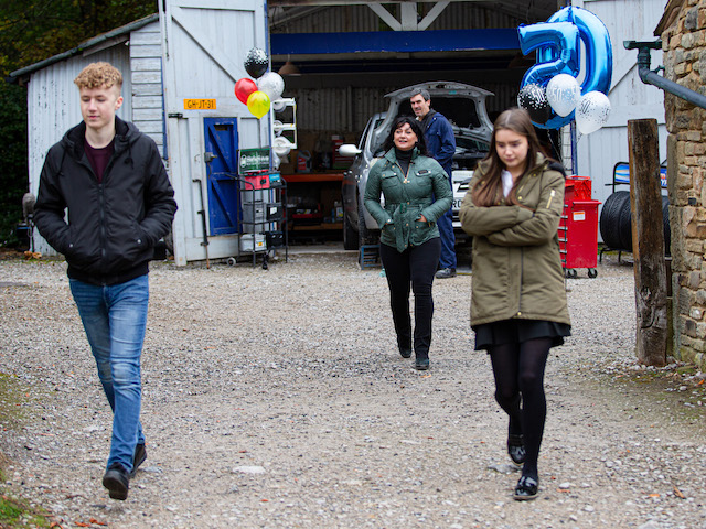 Cain, Noah, Sarah and Moira on Emmerdale on November 30, 2020
