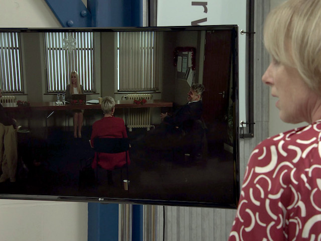 Debbie watches the council hearing on Coronation Street on January 4, 2021