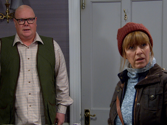Marlon, Rhona and Paddy on Emmerdale on January 7, 2021