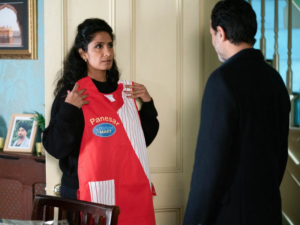 Suki Panesar (Balvinder Sopal) and Nish Panesar (Navin Chowdhry) in EastEnders