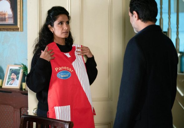 Suki Panesar (Balvinder Sopal) and Nish Panesar (Navin Chowdhry) in EastEnders