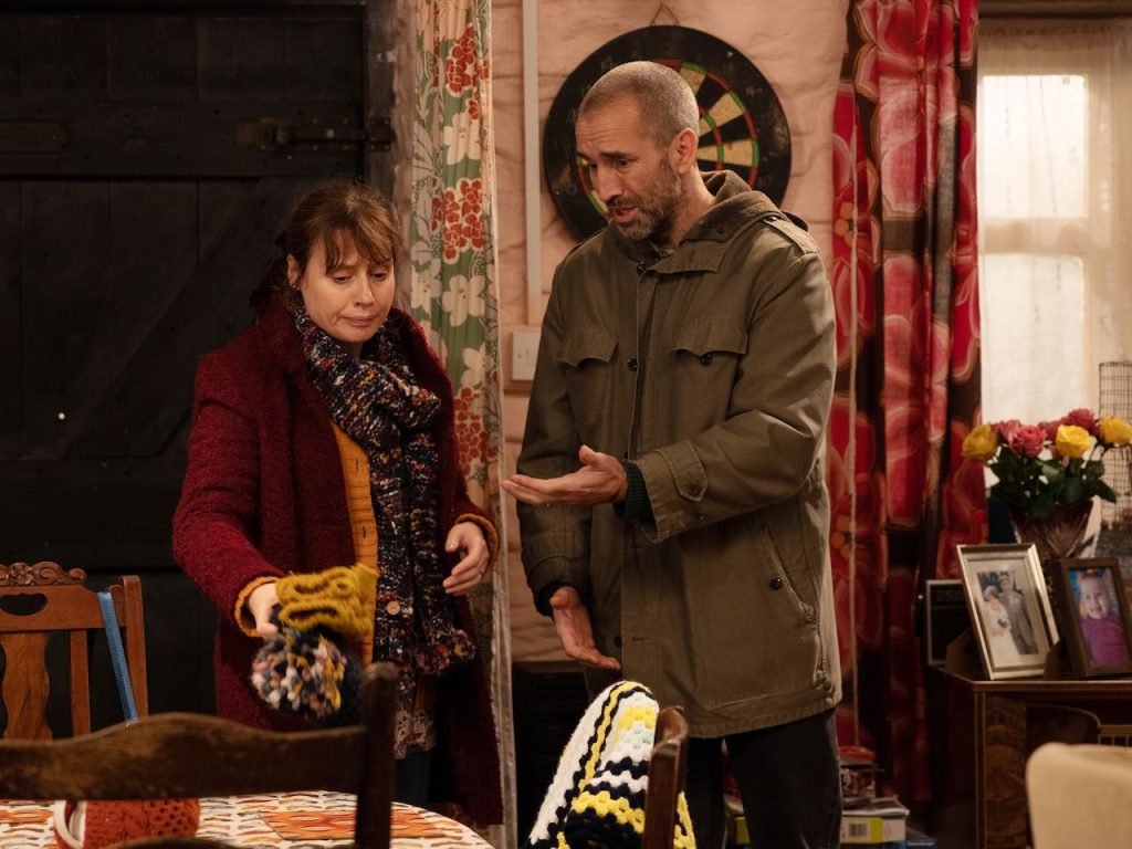 James Hooton as Sam Dingle and Karen Blick as Lydia Dingle on Emmerdale