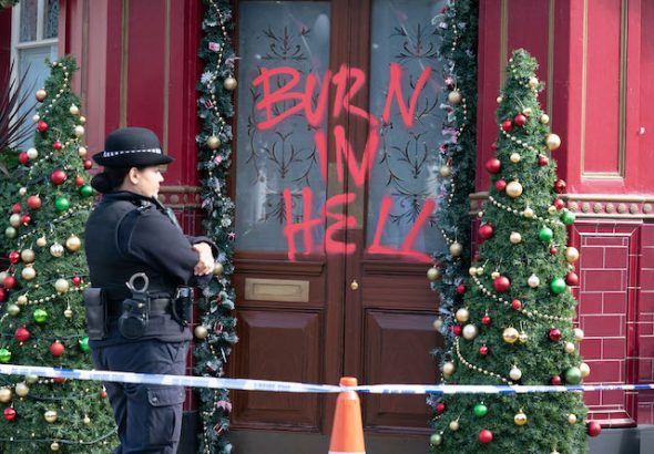 The Queen Vic is vandalised on EastEnders on December 10, 2020