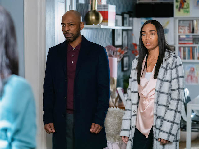 Denise, Lucas and Chelsea on EastEnders on January 15, 2021