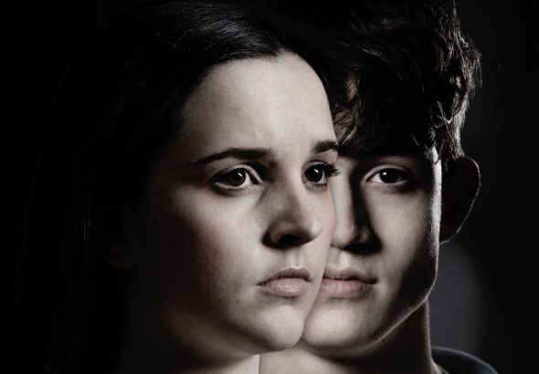 Elle Mulvaney as Amy Barlow and James Craven as Aaron Sandford on Coronation Street