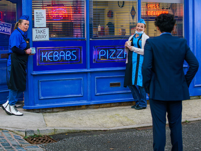 Aadi, Bernie and Cathy on Coronation Street on January 15, 2021