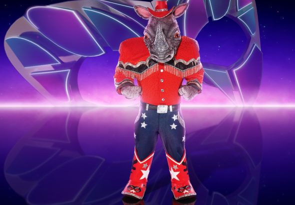 Charlie Simpson as Rhino, winner of The Masked Singer 2023