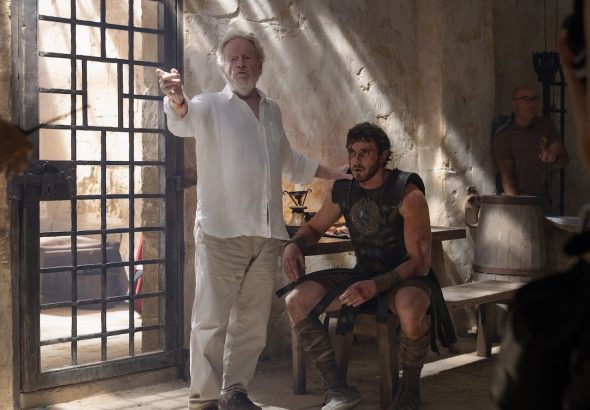Ridley Scott and Paul Mescal on the set of Gladiator II