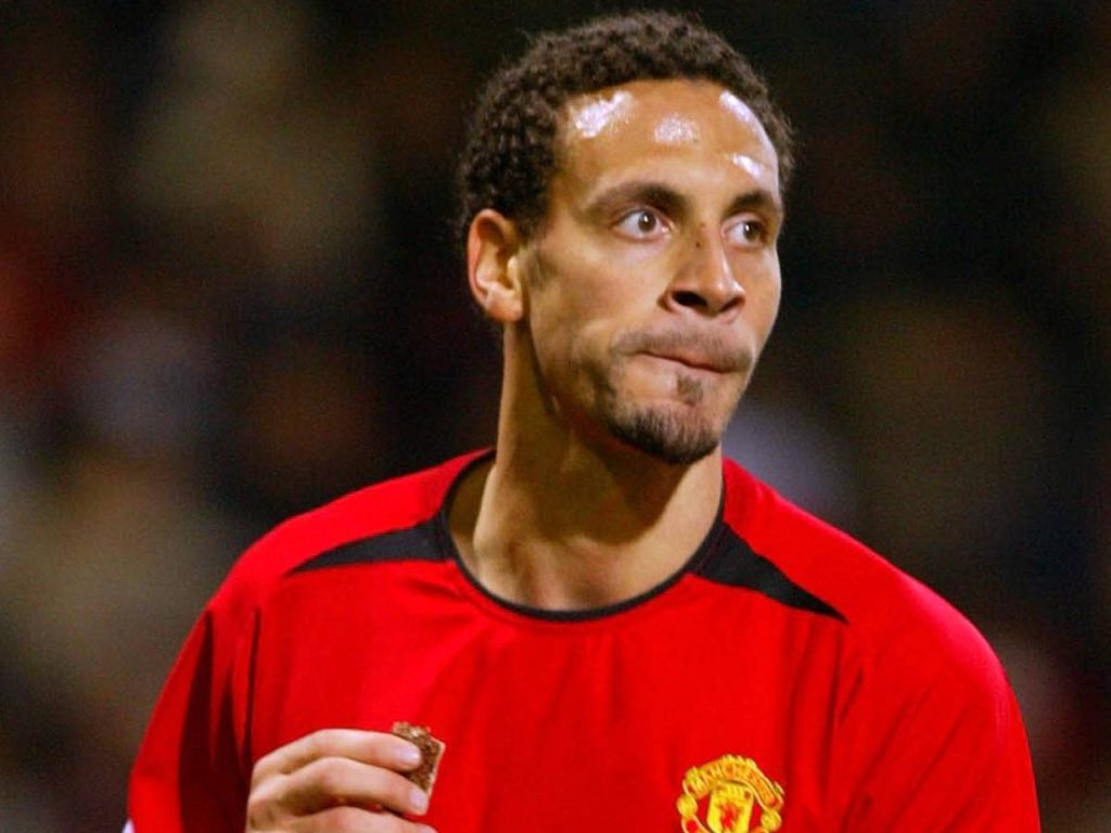 Rio Ferdinand playing for Manchester United