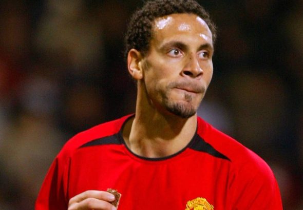 Rio Ferdinand playing for Manchester United
