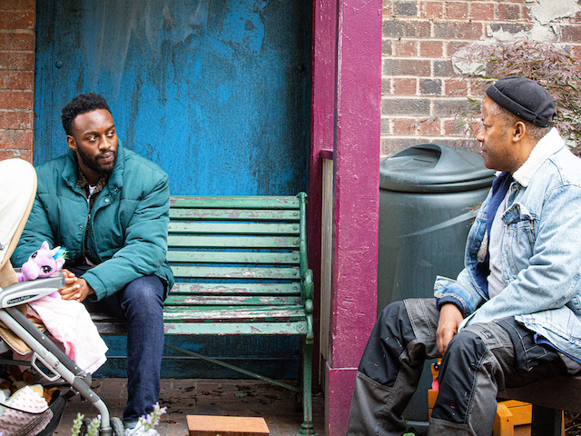 Michael, Ed and Tianna on Coronation Street on September 30, 2020