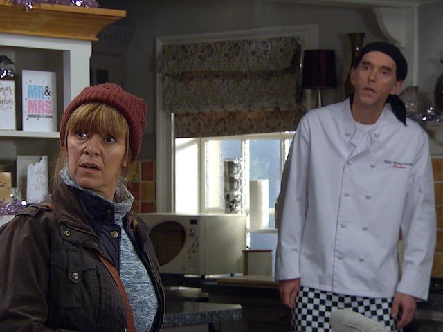 Marlon, Rhona and Paddy on Emmerdale on January 7, 2021