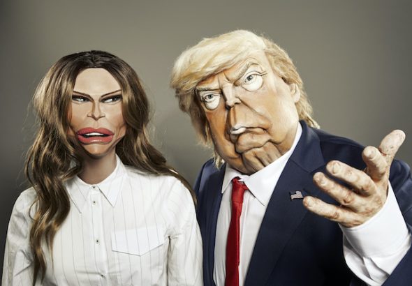 The Melania Trump and Donald Trump puppets for Spitting Image