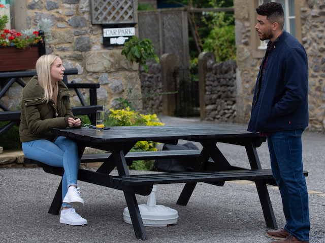 Belle and Nate on Emmerdale on October 15, 2020