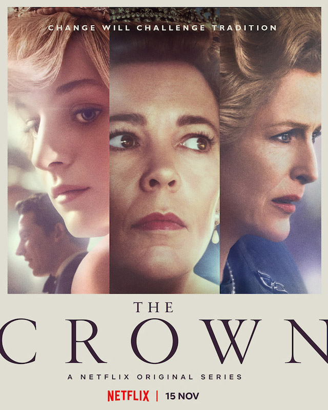 Emma Corrin, Josh O’Connor, Olivia Colman and Gillian Anderson in The Crown