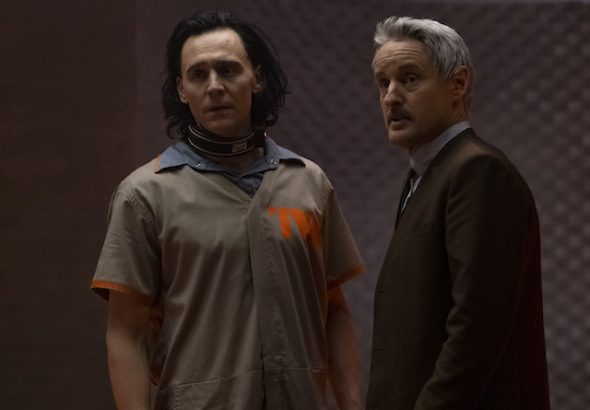 Tom Hiddleston as Loki and Owen Wilson as Mobius in Loki