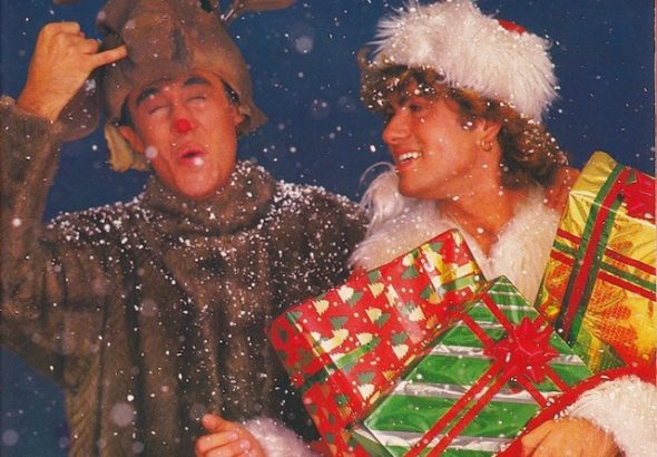 George Michael and Andrew Ridgeley in Wham!'s Last Christmas