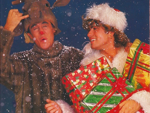 George Michael and Andrew Ridgeley in Wham!'s Last Christmas