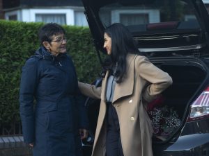 Shelley King as Yasmeen Nazir with Sair Khan as Alya Nazir in Coronation Street