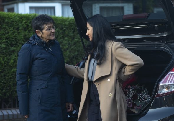 Shelley King as Yasmeen Nazir with Sair Khan as Alya Nazir in Coronation Street